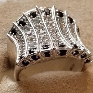 VINTAGE Sapphire & White Topaz in Sterling Silver